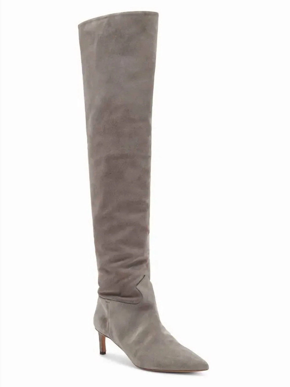 Ulla Johnson Gray Suede Over-the-Knee Pointed-Toe Boots